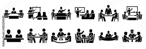 a collection of consultant meeting minimal vector icon set, Human interaction vector icon set.