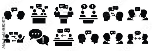 a collection of debate interaction minimal vector icon set, Human interaction vector icon set.