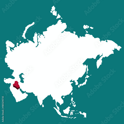 Iraq Country highlighted 3D map on Asia continent map vector illustration	