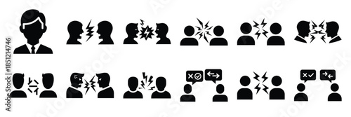 a collection of disagreement argument minimal vector icon set, Human interaction vector icon set.