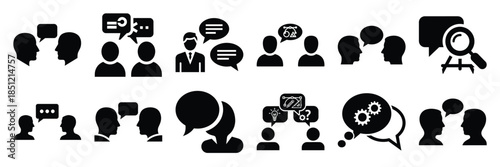a collection of design discussion minimal vector icon set, Human interaction vector icon set.