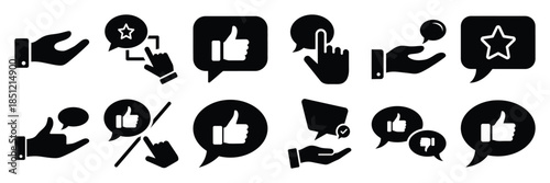 a collection of giving feedback minimal vector icon set, Human interaction vector icon set.