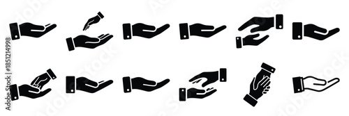 a collection of helping hand minimal vector icon set, Human interaction vector icon set.