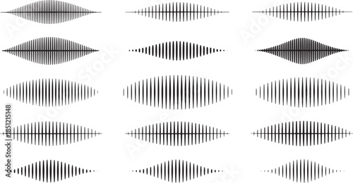 Sound wave patterns collection isolated on transparent background