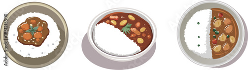 カレーライスのベクターイラストセット