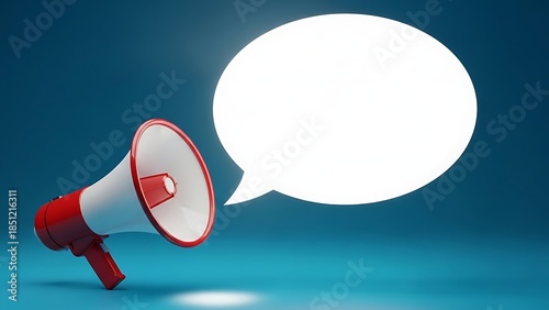 Red Megaphone with Speech Bubble on Transparent Background