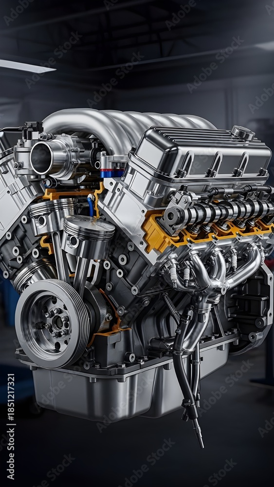 Fototapeta premium Powerful V8 Engine for Automotive Performance Enthusiasts