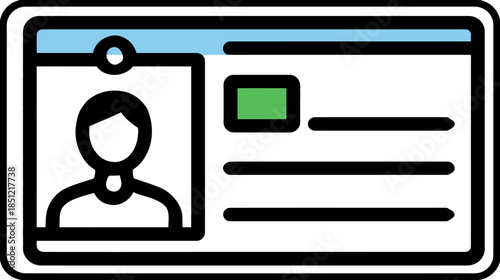 Identification Card Icon Vector. Personal ID Badge for Access Control, Data Security, and Verification. Digital Identity Concept.