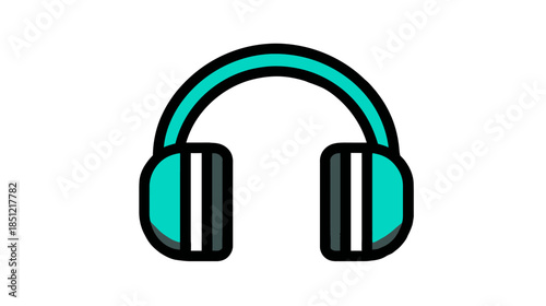 Modern teal headphones icon illustration. Cartoon style headset symbol for music, audio, podcast, and sound technology concepts.
