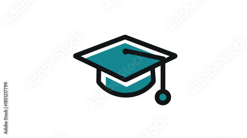 Graduation Cap Icon Vector Illustration. Academic Mortarboard Symbol for Education, Learning, University, and Achievement.