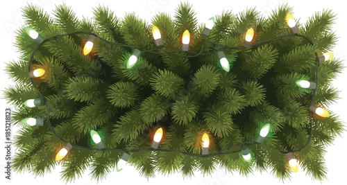 Christmas Garland with Pine Cones and Twinkling Lights