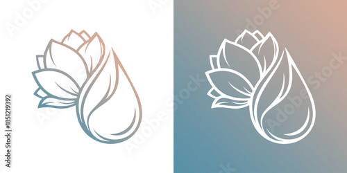 professional spa and wellness logo with flower and drop water