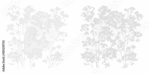 Two delicate tree silhouettes against a plain white background simple and elegant