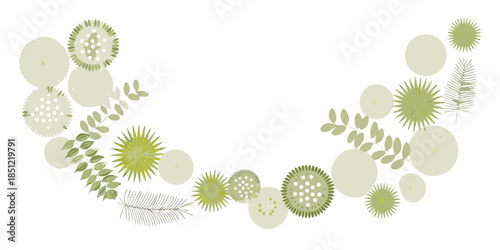 Delicate green floral arrangement with various leaf shapes and textures