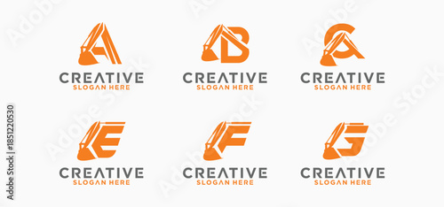 Excavator initial logo, Logo of initial alphabet combination of excavator heavy equipment.