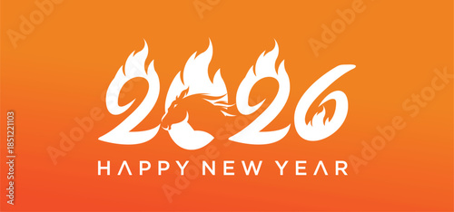 Happy New Year 2026 Logo Collection, New Year's logo vector design with the theme of the Year of the Horse 2026.