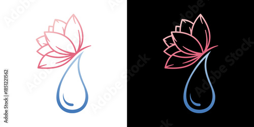 water and flower logo. professional logo for spa