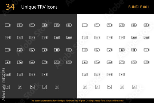 Smart Heating & TRV Dashboard Icons – HVAC, IoT, WiFi Status, Battery Levels, Eco Mode, Temperature Control, SVG Vector Set