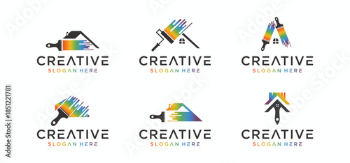 Home repair logo collection, House painting logo design template Construction Logo.