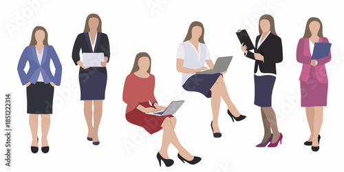 Diverse group of professional women in various poses and business attire