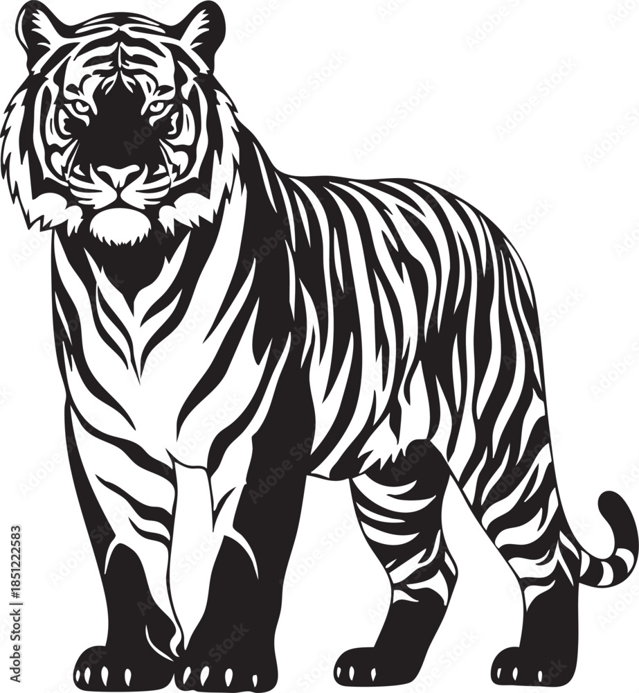 Fototapeta premium A wild white tiger and striped zebra vector illustration featuring a big feline cat and safari mammal head design for a zoo or nature logo