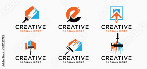 Home repair logo collection, House painting logo design template Construction Logo.
