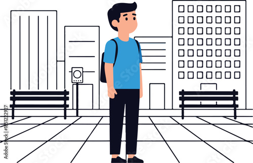 Adult Person Standing Still Observing City Environment