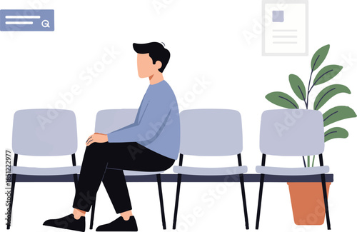 Adult Person Sitting Alone in Public Waiting Area