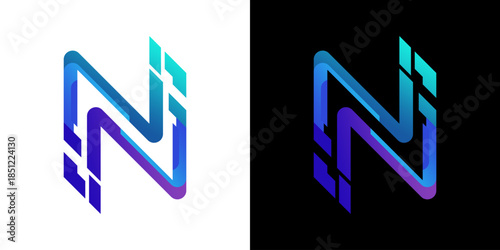 letter N logo with a futuristic style