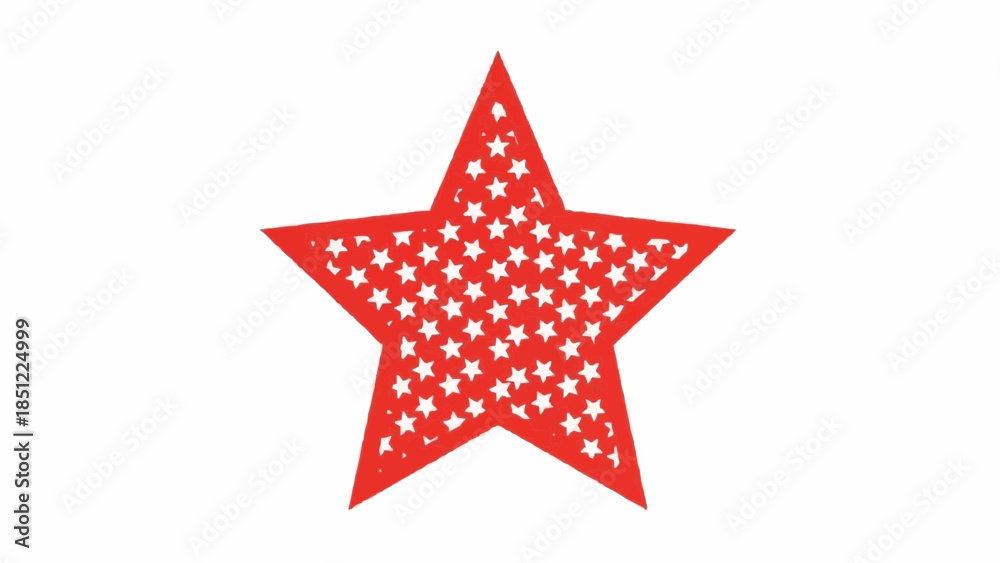 Obraz premium Neon Red Christmas Star Filled with Small White Stars – Vector Illustration