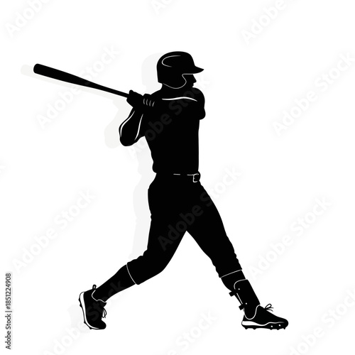 Silhouette of a baseball player in mid swing showcasing athletic form and dynamic action