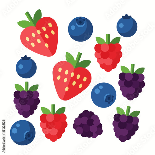A vibrant collection of fresh berries strawberries blueberries raspberries and grapes