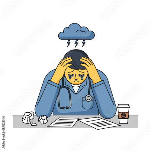 Stress and Overwhelm Experienced by Medical Professional During a Challenging Day in Healthcare