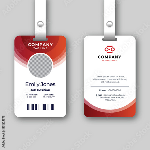 Professional Employee ID Card Template with Modern Wavy Design