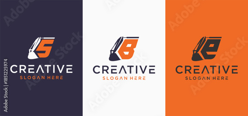 Excavator initial logo, Logo of initial alphabet combination of excavator heavy equipment.