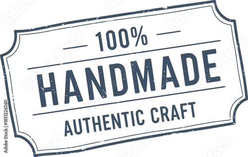Vintage Handmade Label Badge for Authentic Craft Products, Retro Stamp Design for Artisanal Branding
