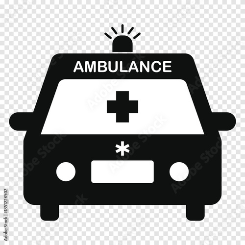 Ambulance car icon. Ambulance symbol for medical service vehicle transport hospital. Ambulance icon concept isolated on transparent background. Vector illustration.