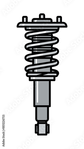 Coil spring shock absorber illustration on a white background