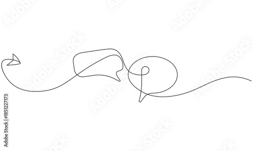Speech bubble one line drawing communication concept illustration