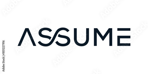 assume logo design, typography text assume logo graphic, business vector icon concept