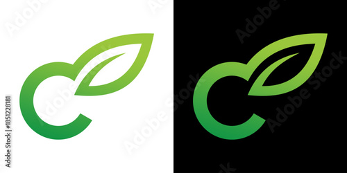 C letter logo with a growing leaf