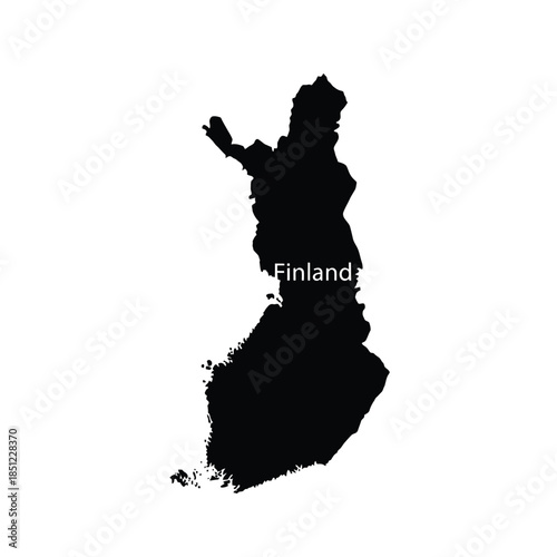 Finland map vector silhouette isolated on checker grid background for design
