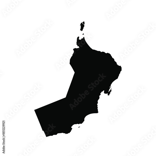 Oman map vector illustration black color isolated on checkered background
