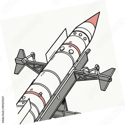 Missile launcher with mechanical clamps and red tip