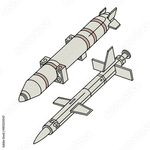 Missile pods with mechanical clamps in detail military