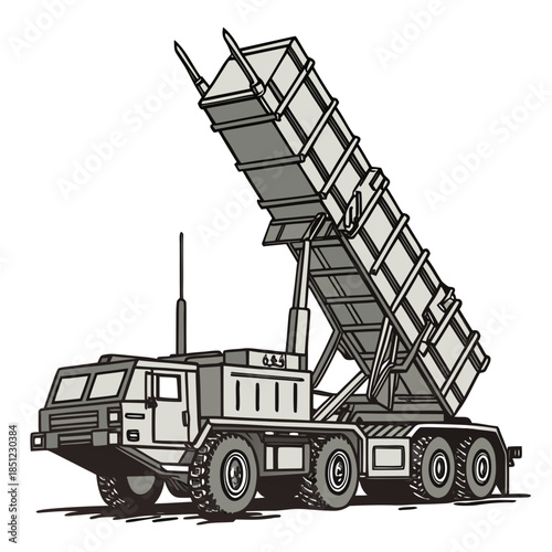 Heavy missile system angled for launch on white background 1
