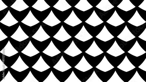 Minimalist monochrome japanese seigaiha wave motif. Seamless black geometric pattern in the shape of fish scales or shells.
