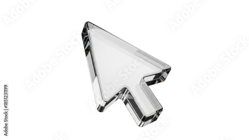 Transparent glass cursor PNG isolated on transparent background, computer pointer for graphic design and user interface elements