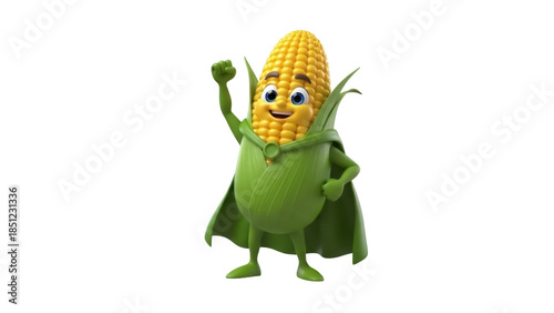 Φωτογραφία Cartoon corn cob character PNG isolated on transparent background, cheerful masc