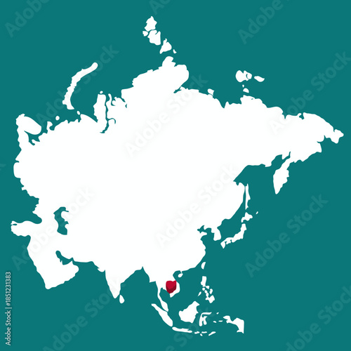 COMBODIA Country highlighted 3D map on Asia continent map vector illustration	